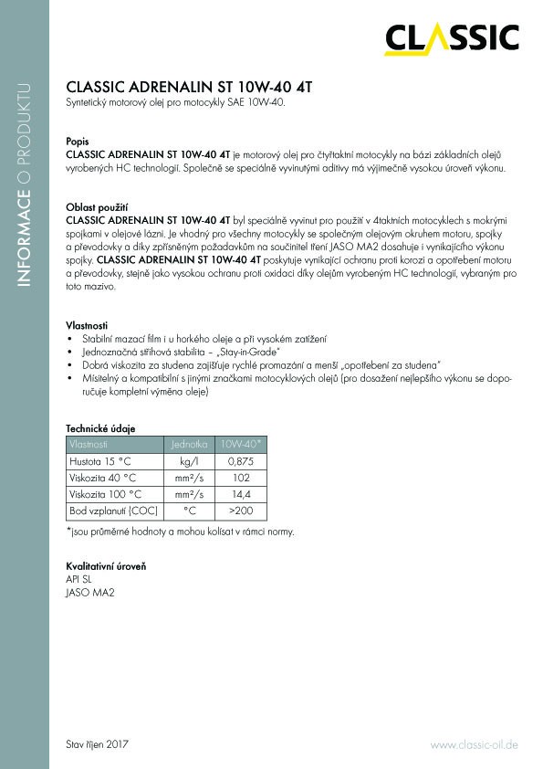 Produktové informace _ADRENALIN_ CZ06 10W-40